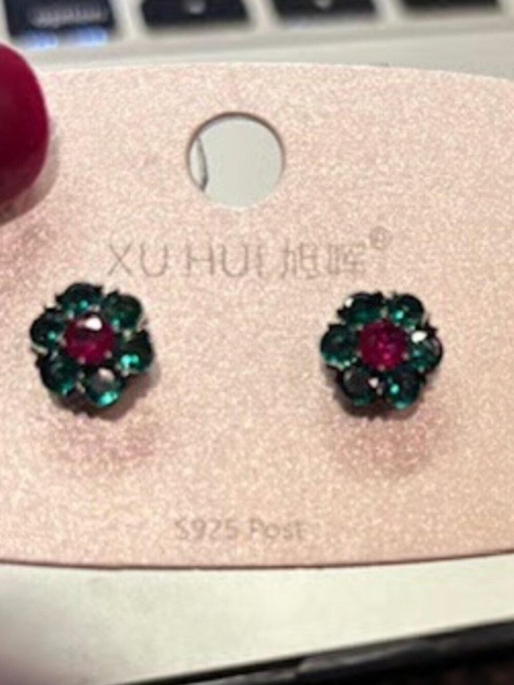 Turquoise and Pink Floral Stud Earrings